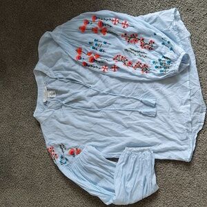 H&M Asymmetrically Embroidered Poet Blouse